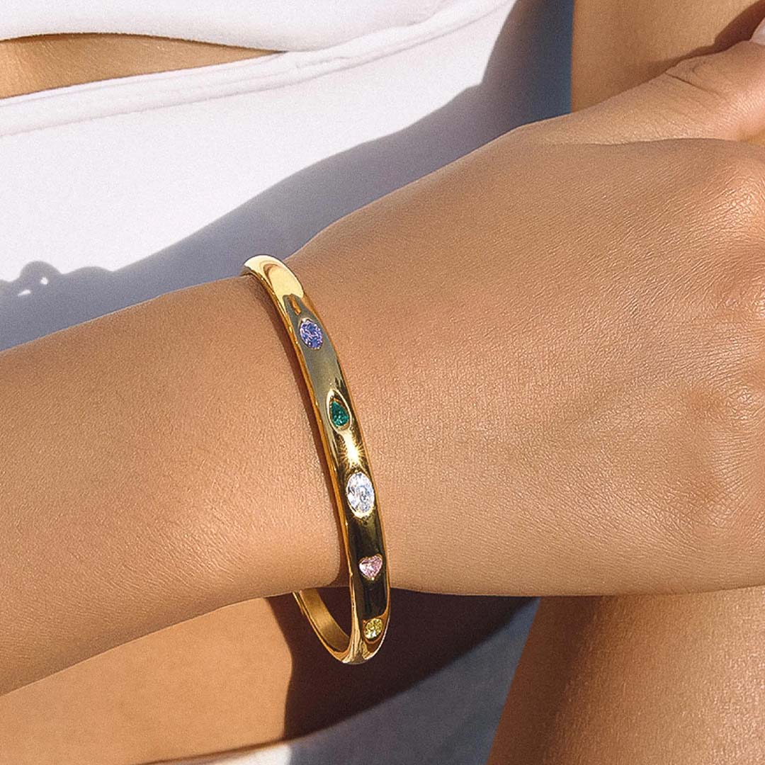 Juneau Multicolour Bangle | Gold