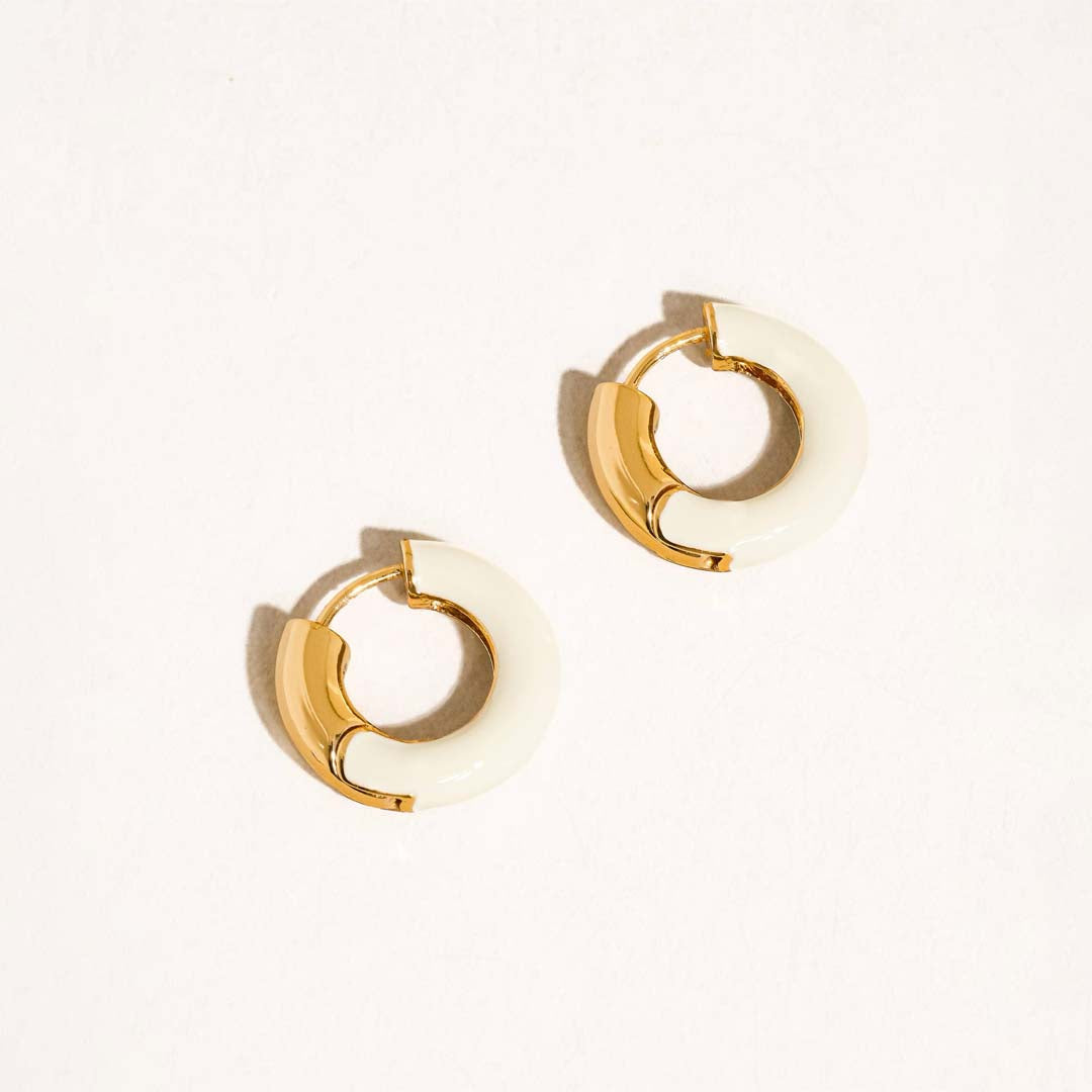 Odessa Vintage Enamel Hoop Earrings | White