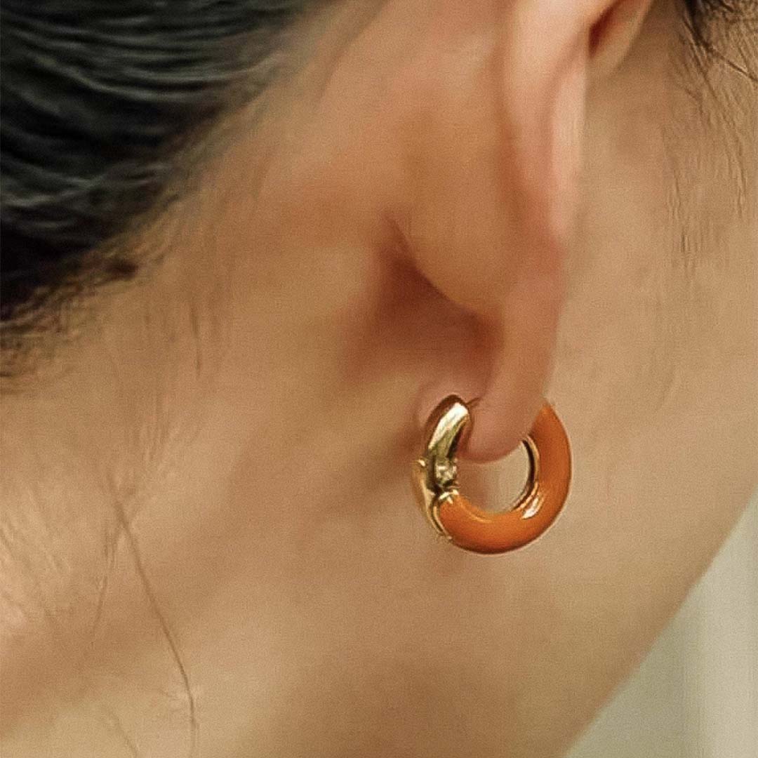 Odessa Vintage Enamel Hoop Earrings | Orange