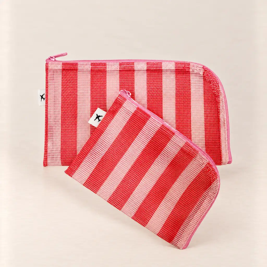Fly With Me Mesh Pouches Set of 2 | Coral Stripe