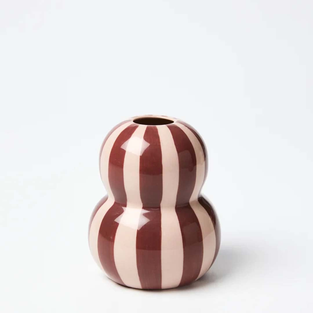 Fonda Vase | Burgundy Pink Stripe