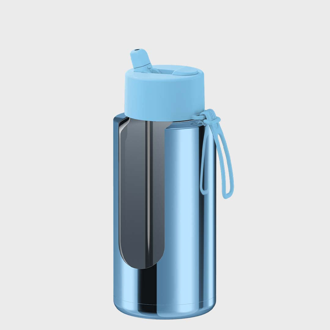 Ceramic Reusable Bottle (1 Litre) | Chrome Light Blue