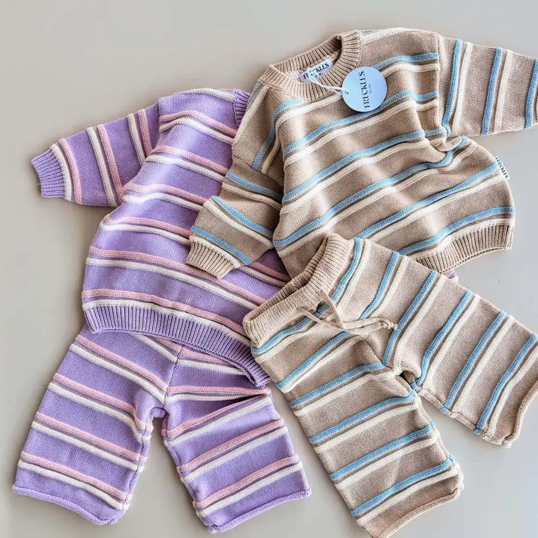 Raised Stripe Knit Set | Lilac Mist