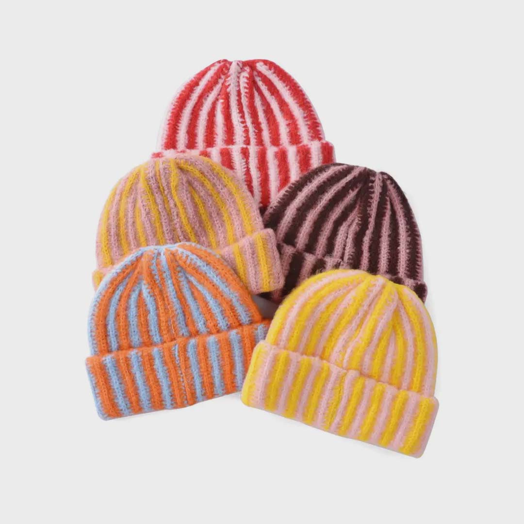 Haila Striped Cuffed Beanie | Rosewood
