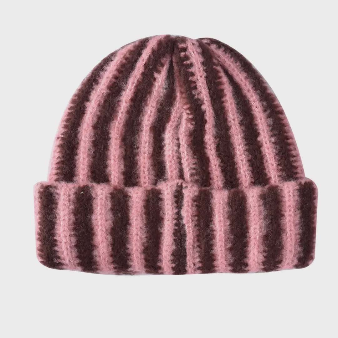 Haila Striped Cuffed Beanie | Rosewood