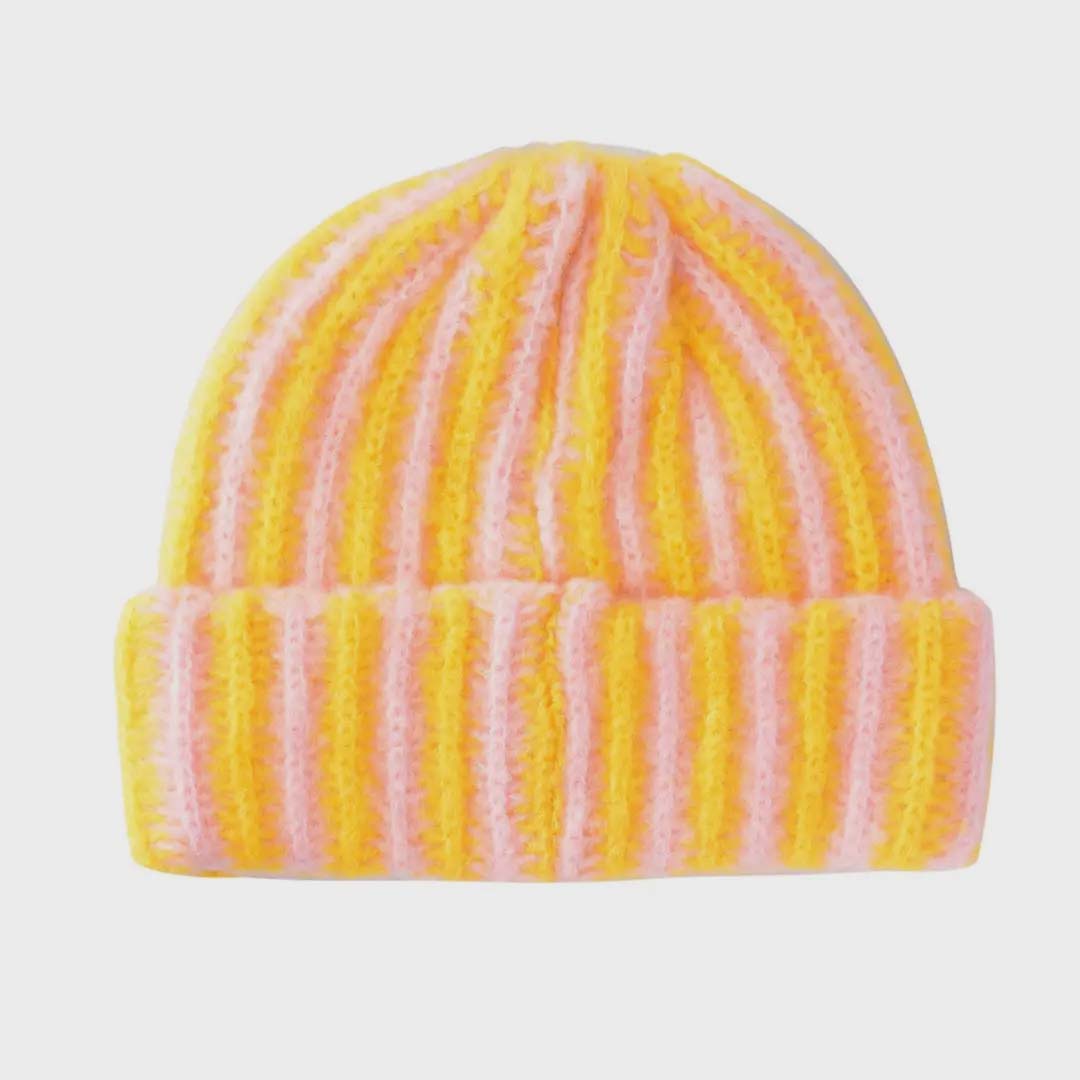 Haila Striped Cuffed Beanie | Lemon Sorbet