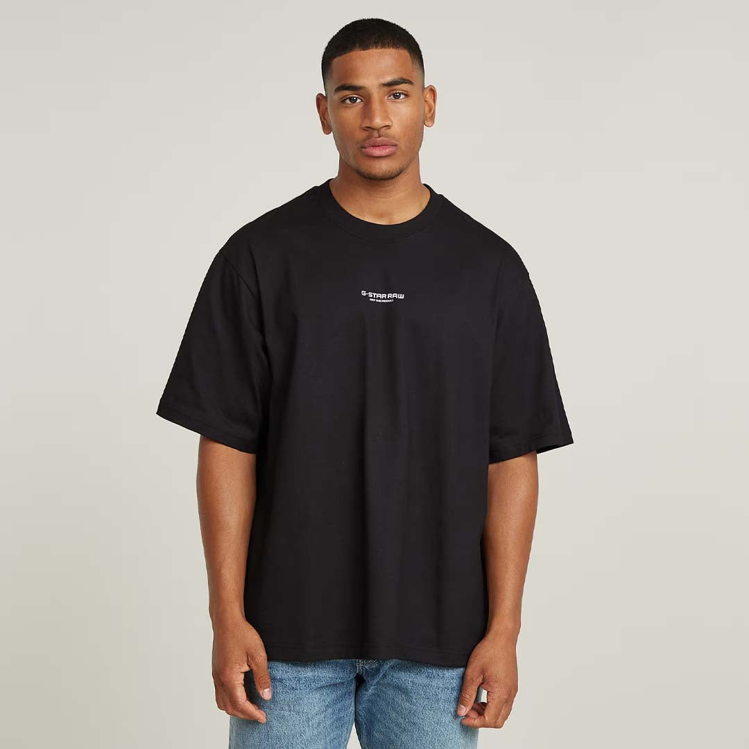 CENTER CHEST BOXY T-SHIRT | DARK BLACK