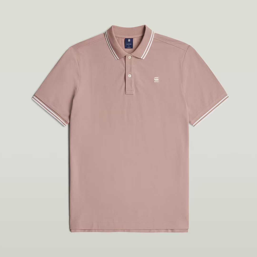 Dunda Slim Stripe Polo | Light Berry Mist