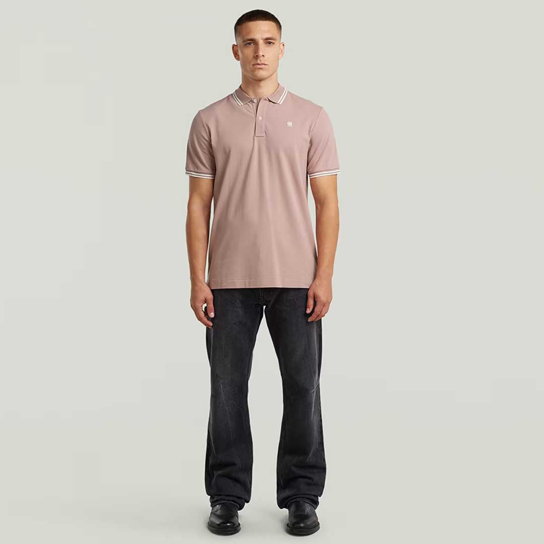 Dunda Slim Stripe Polo | Light Berry Mist