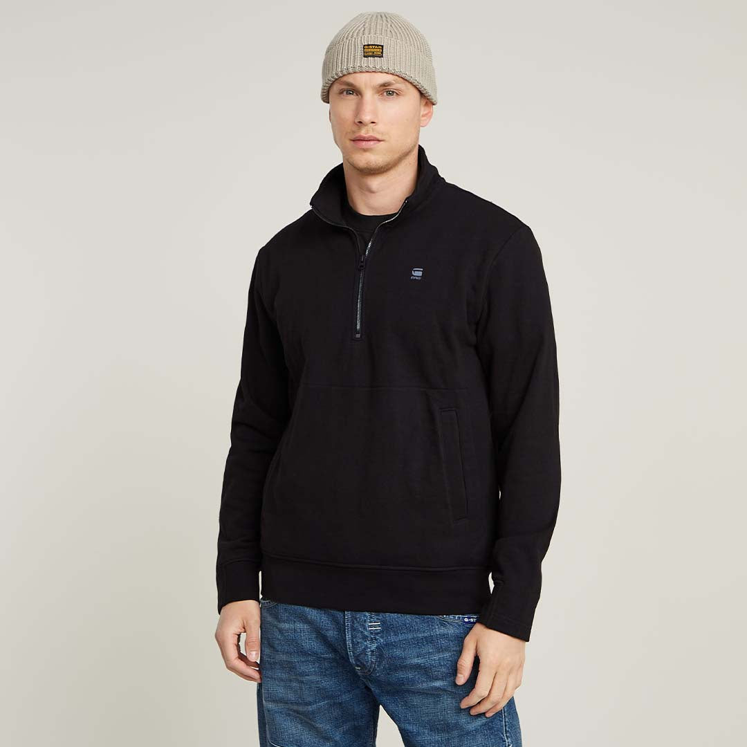 NIFOUS HALF ZIP SWEATER | DARK BLACK