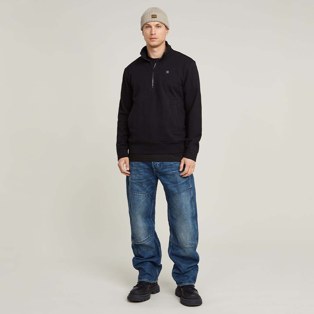 NIFOUS HALF ZIP SWEATER | DARK BLACK