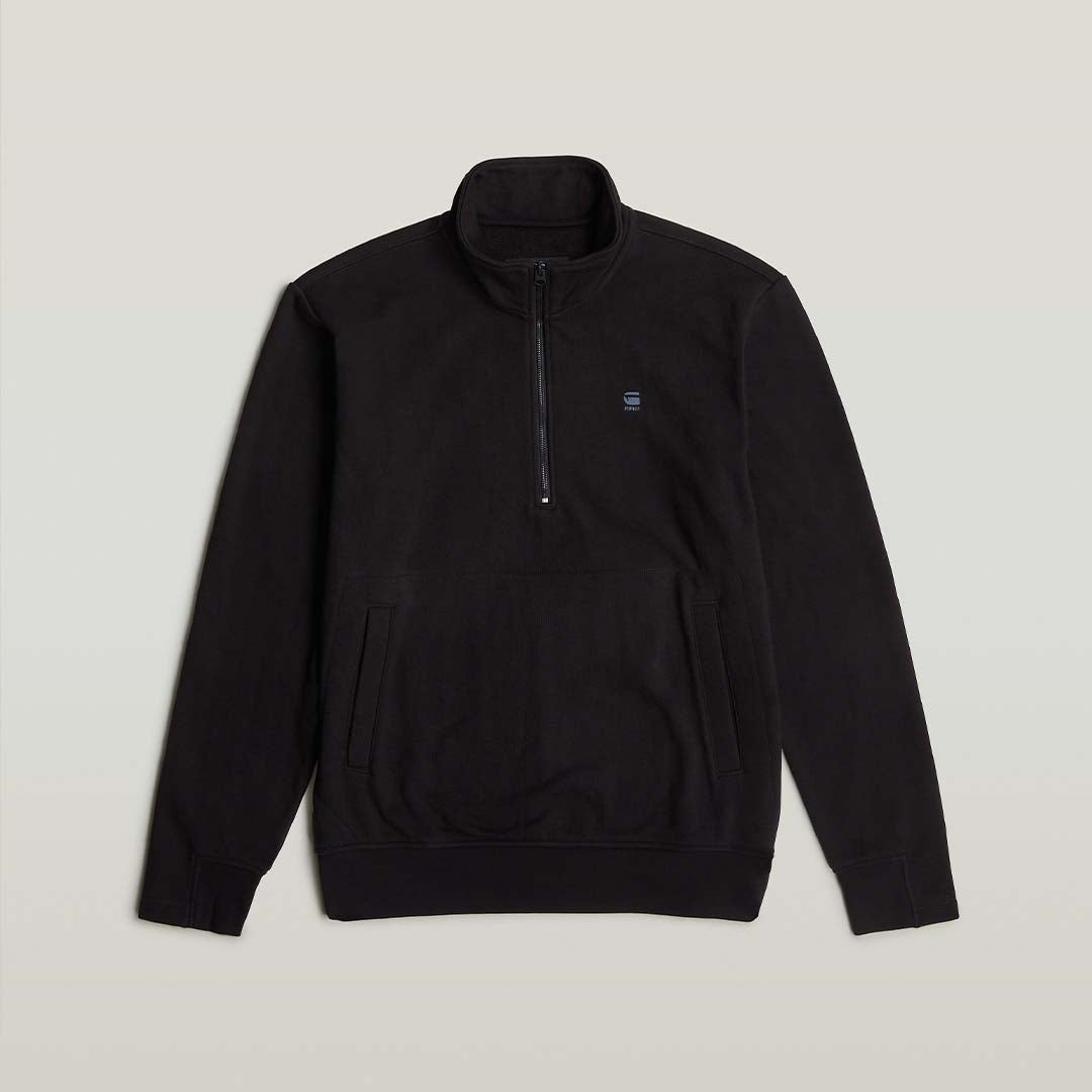 NIFOUS HALF ZIP SWEATER | DARK BLACK