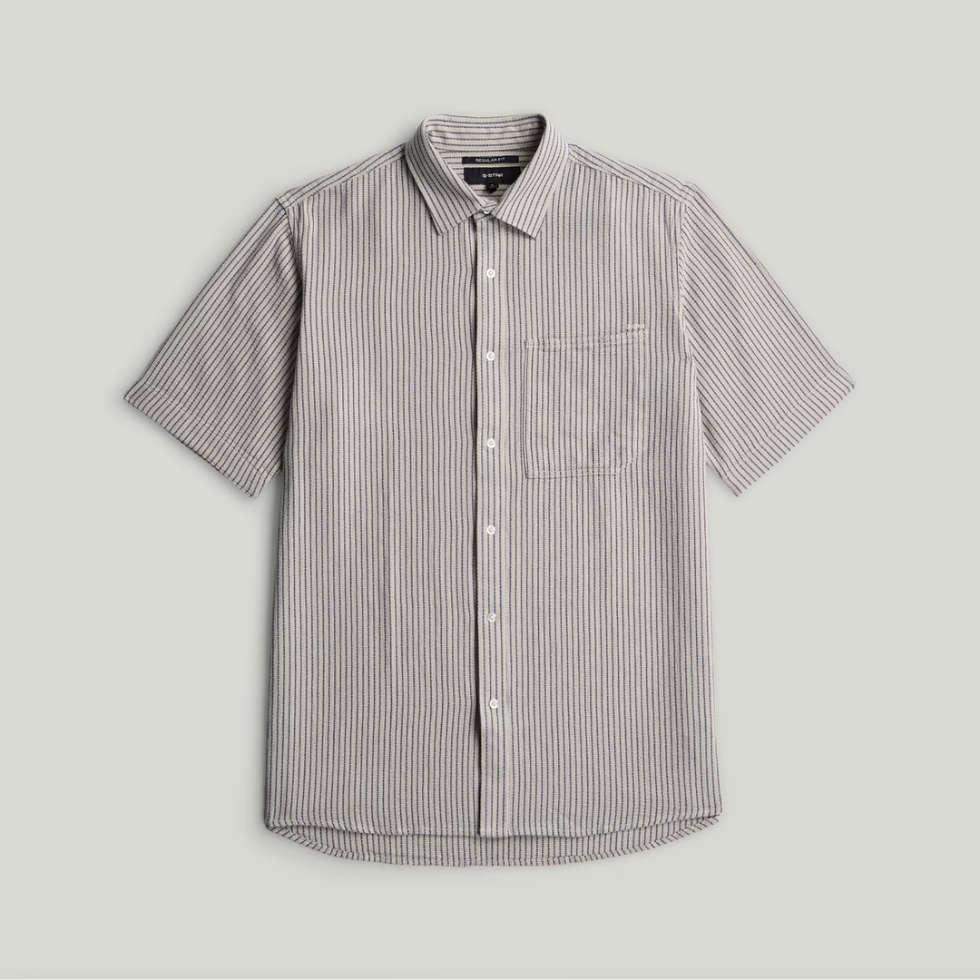 One Pocket Regular Shirt | Rank Blue Slim Stripe