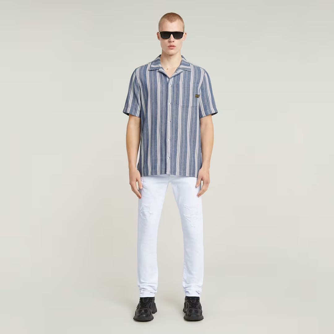 One Pocket Regular Shirt | Rank Blue Slim Stripe