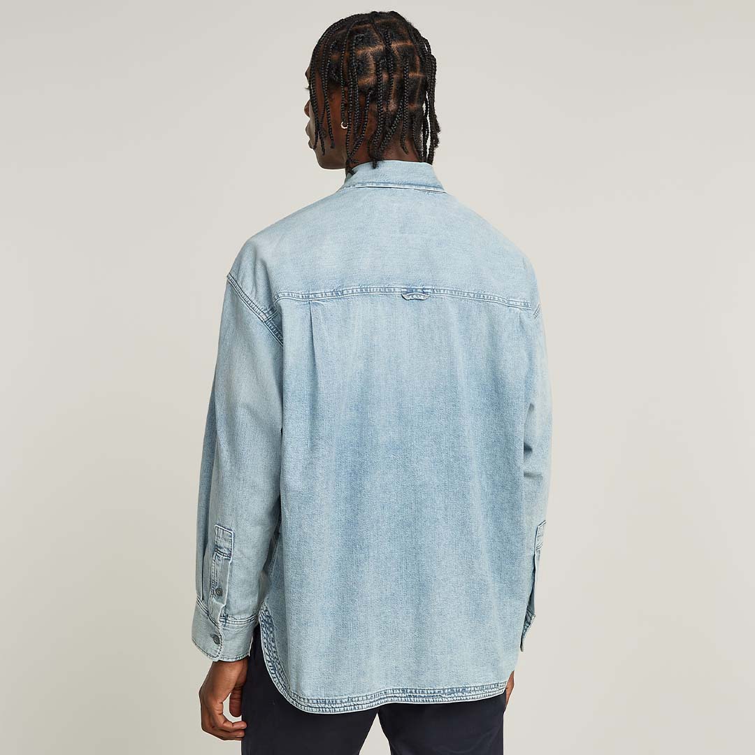 PLEATED 2-PKT BOXY SHIRT | SUN FADED ISLES BLUE