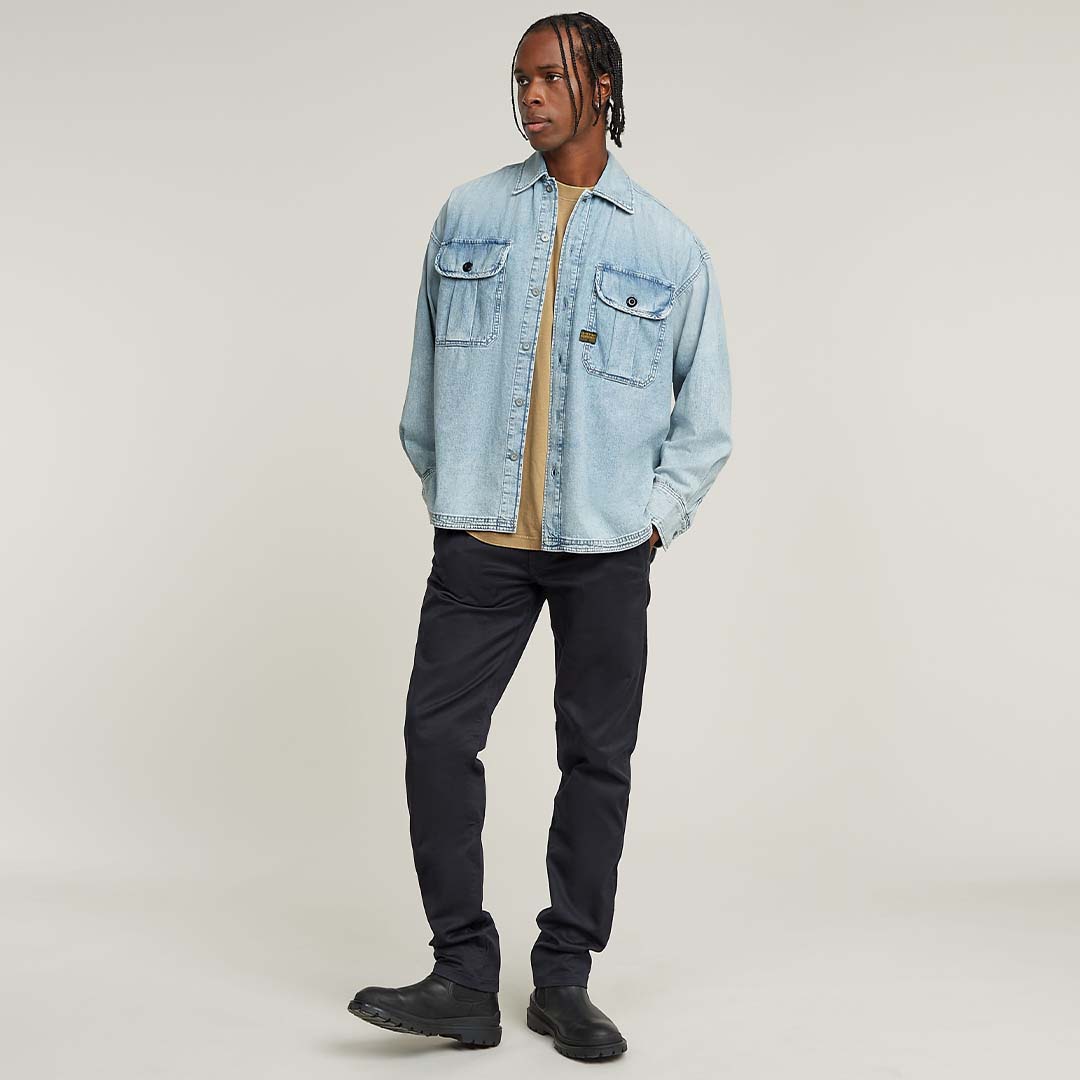 PLEATED 2-PKT BOXY SHIRT | SUN FADED ISLES BLUE