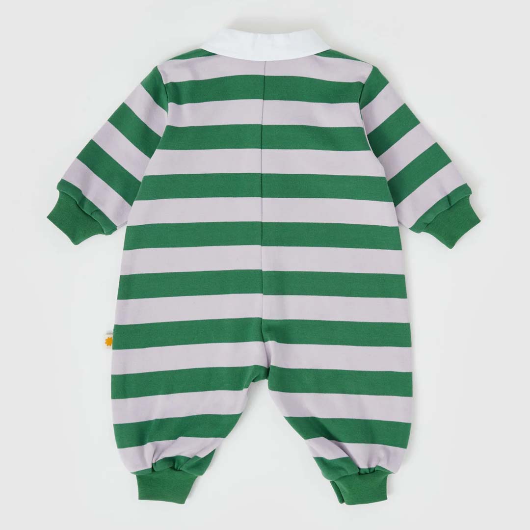 GAME ON WIDE STRIPE RUGBY ROMPER | GREEN CLOUD