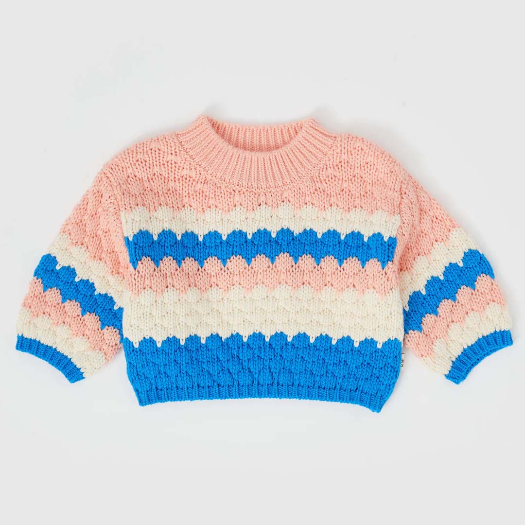 BILLIE BUBBLE KNIT JUMPER | TULIP / LAKE