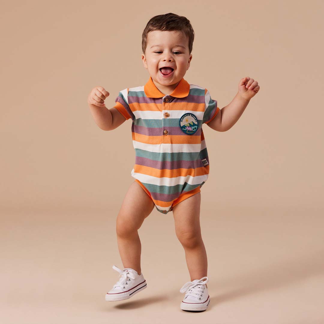 LAND DOWN UNDER STRIPE POLO ROMPER