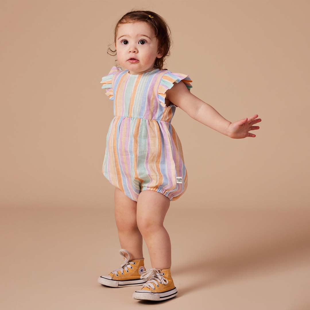 LANI LINEN ROMPER | PASTEL STRIPE