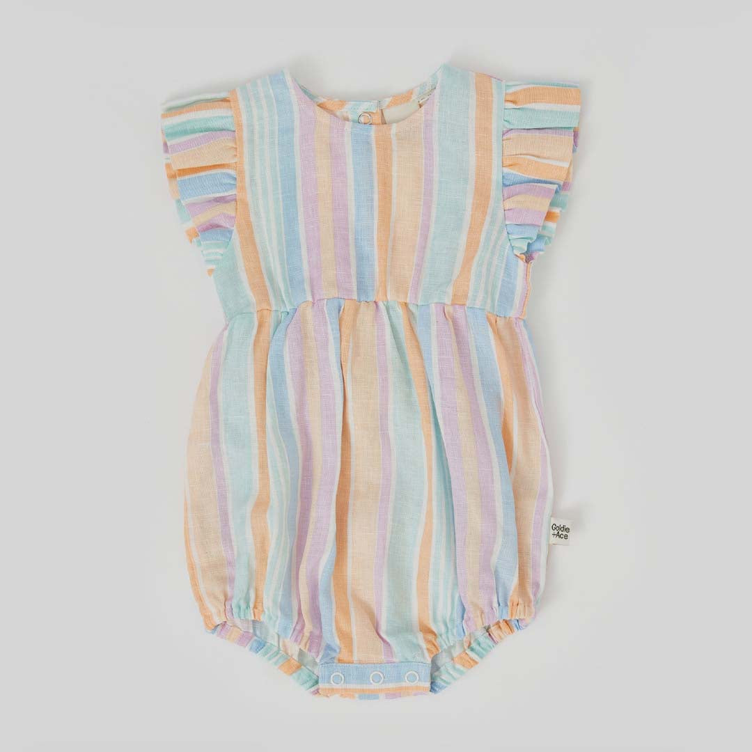 LANI LINEN ROMPER | PASTEL STRIPE