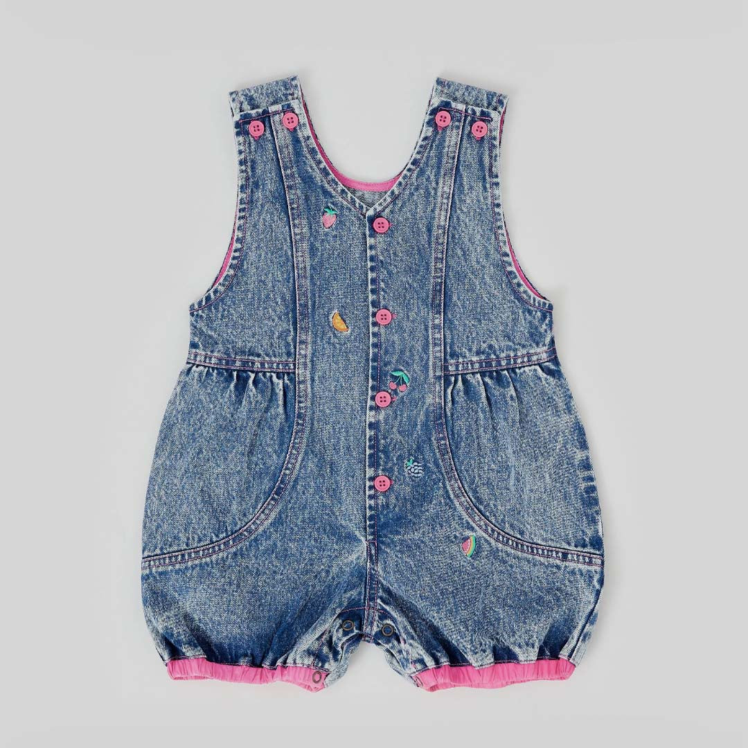 NINA FRUITY DENIM ROMPER | DARK DENIM