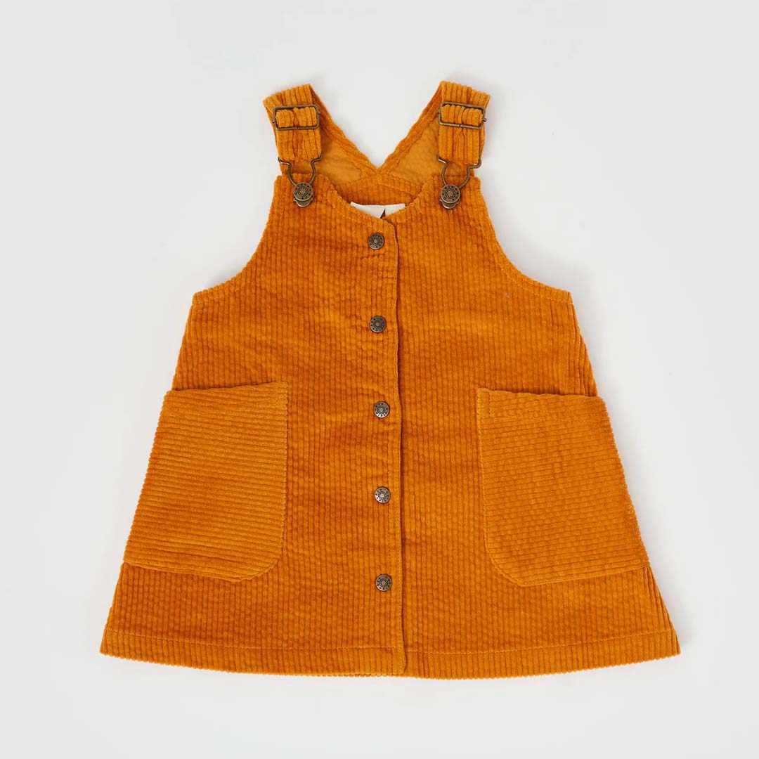 POLLY CORDUROY PINAFORE DRESS | GOLDEN