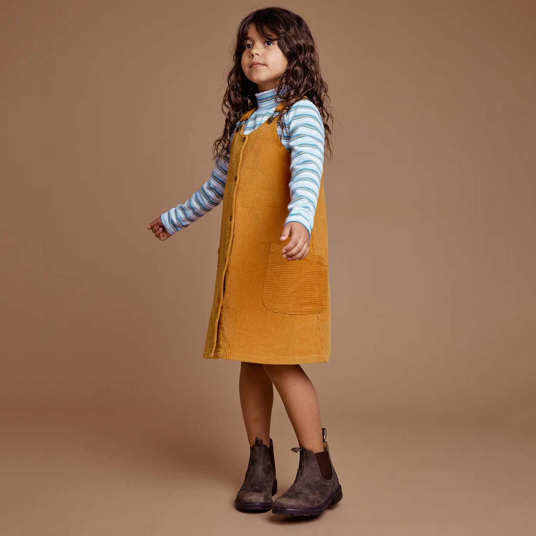 POLLY CORDUROY PINAFORE DRESS | GOLDEN