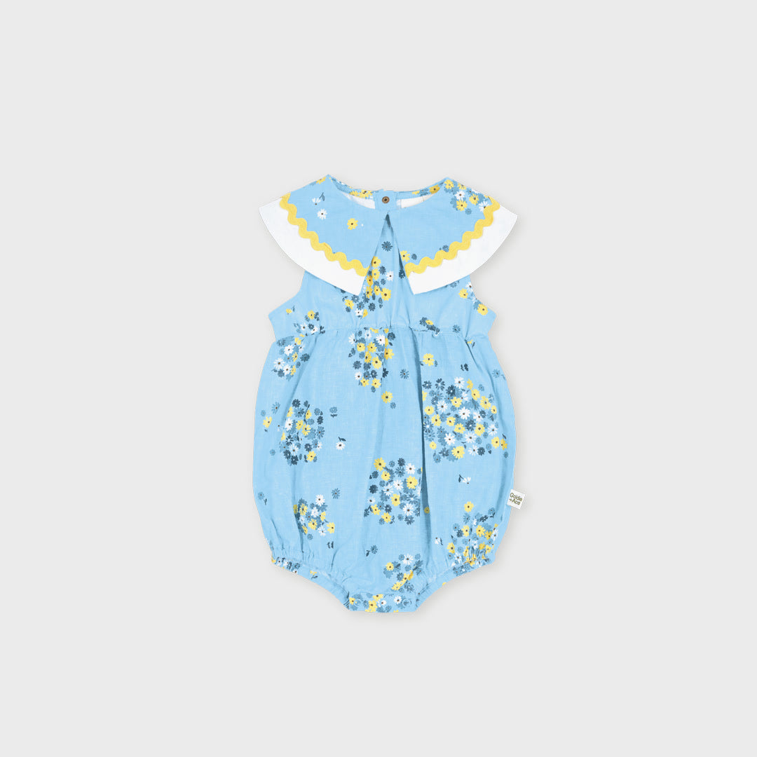 Floral Ava Collared Romper | Sky Blue — product view