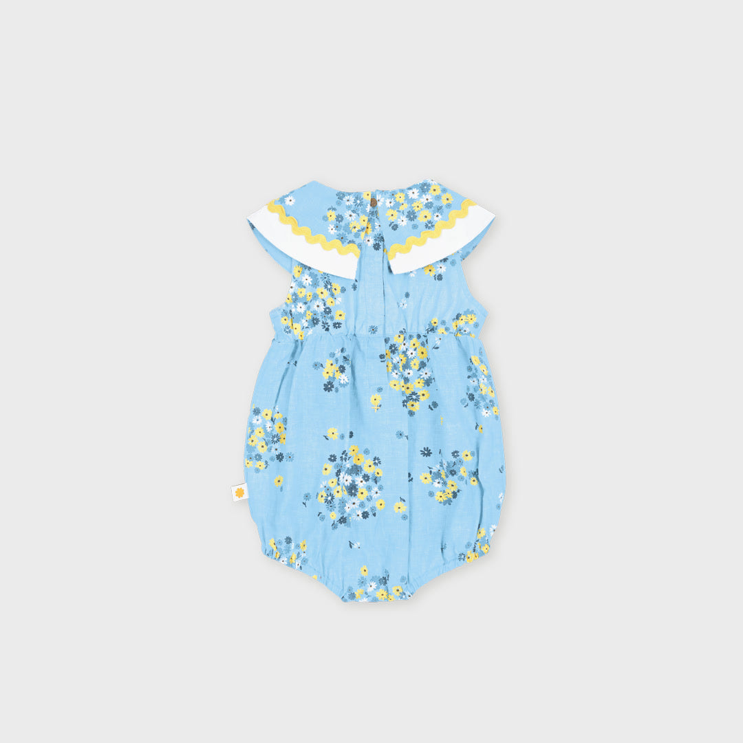 Floral Ava Collared Romper | Sky Blue — product view