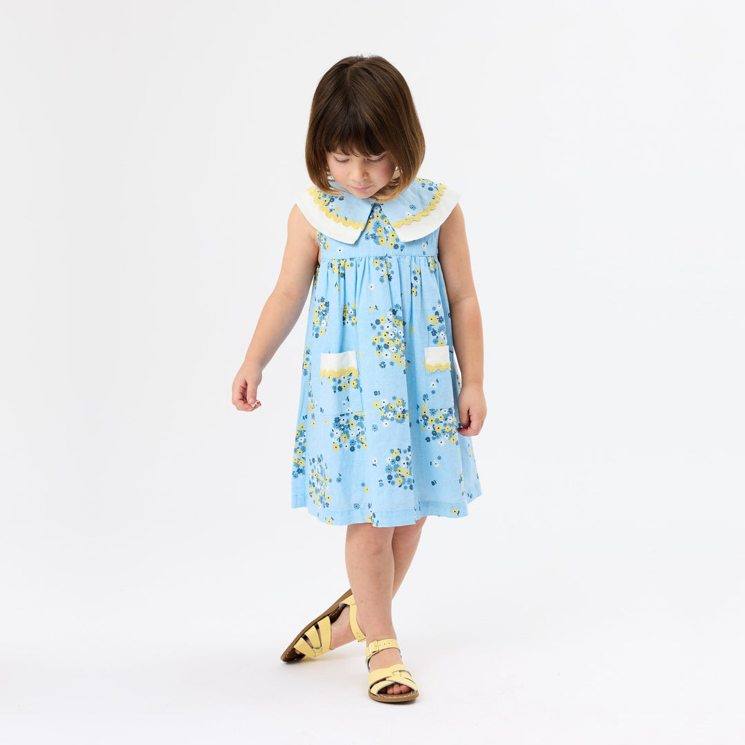 Floral Lucy Dress | Sky Blue — lifestyle view