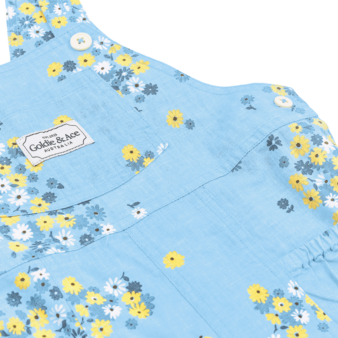 Floral Nikki Pocket Overalls | Sky Blue — product detail