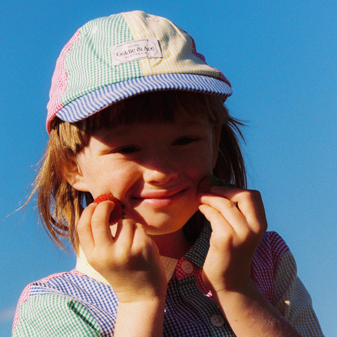 Gingham Colour Block Cap | Multi — product view