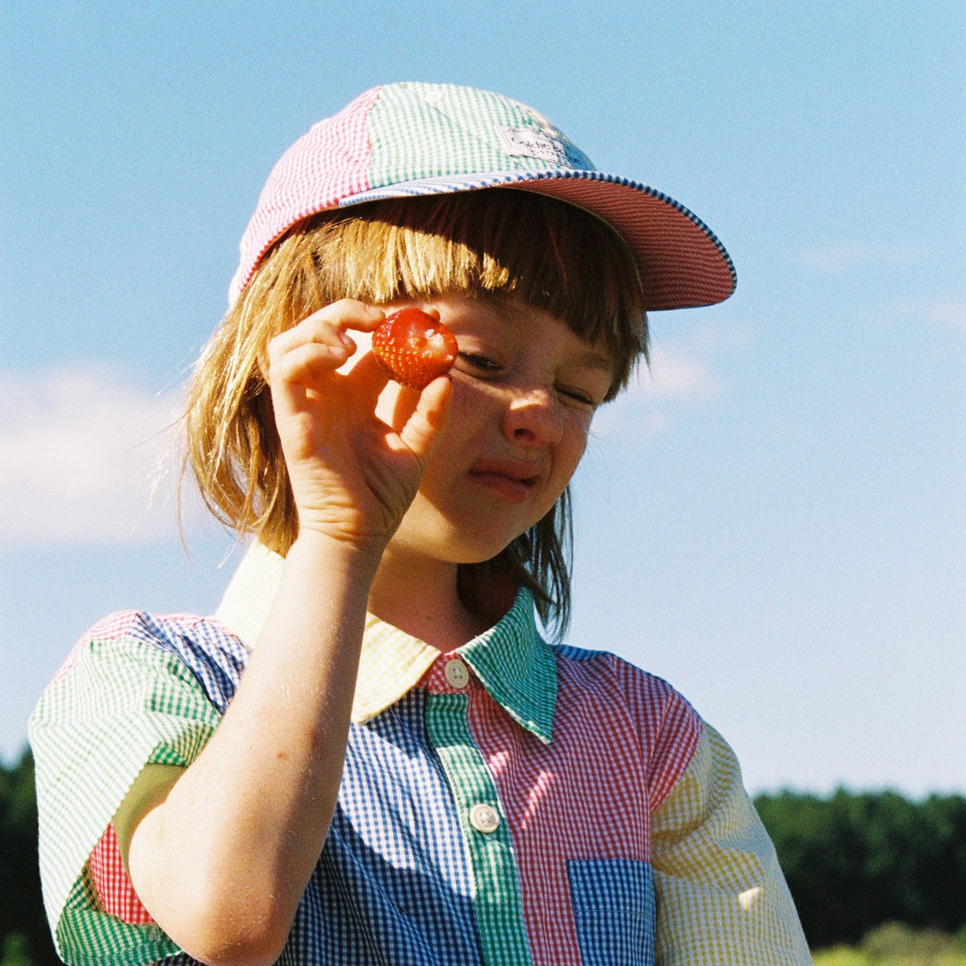 Gingham Colour Block Cap | Multi — lifestyle view