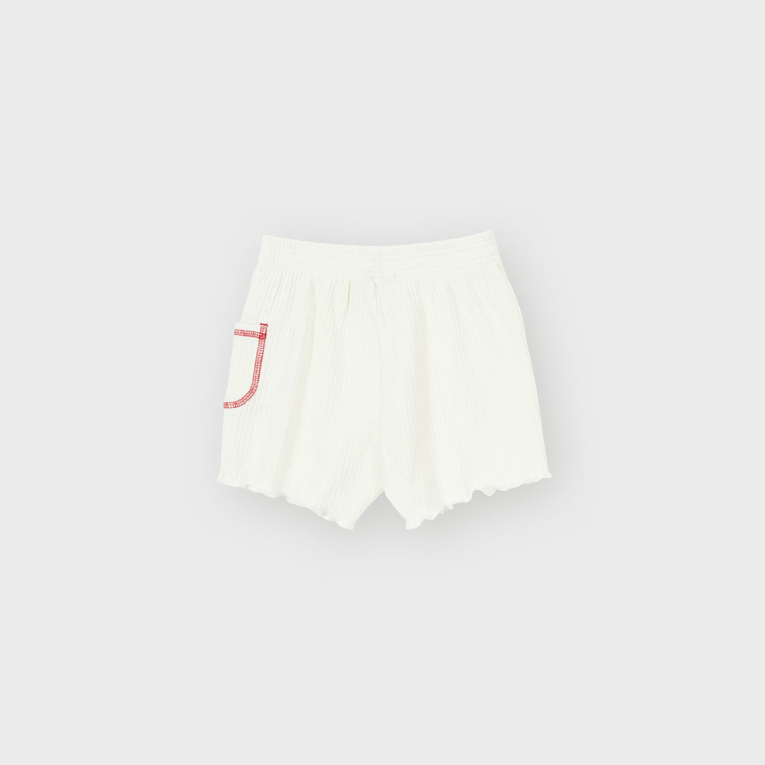 Rib Apple Shorts | White/Red — product view