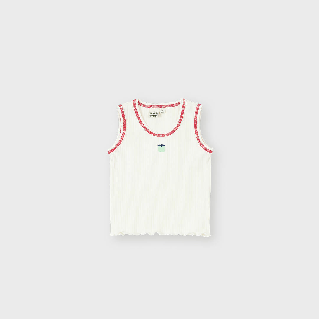 Rib Apple Tank | White/Red — product view