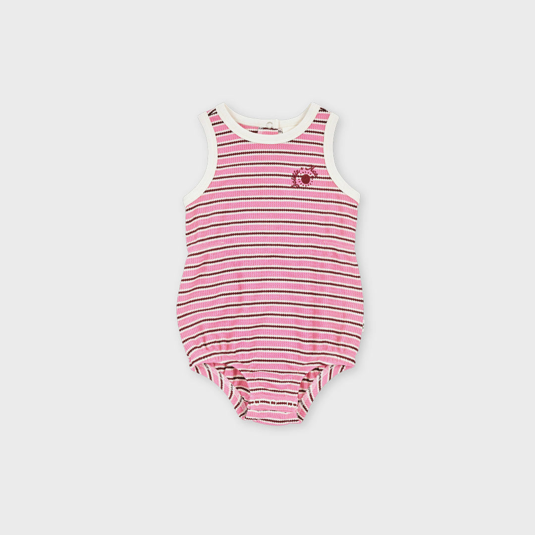 Waffle Bubble Romper | Pink — product view
