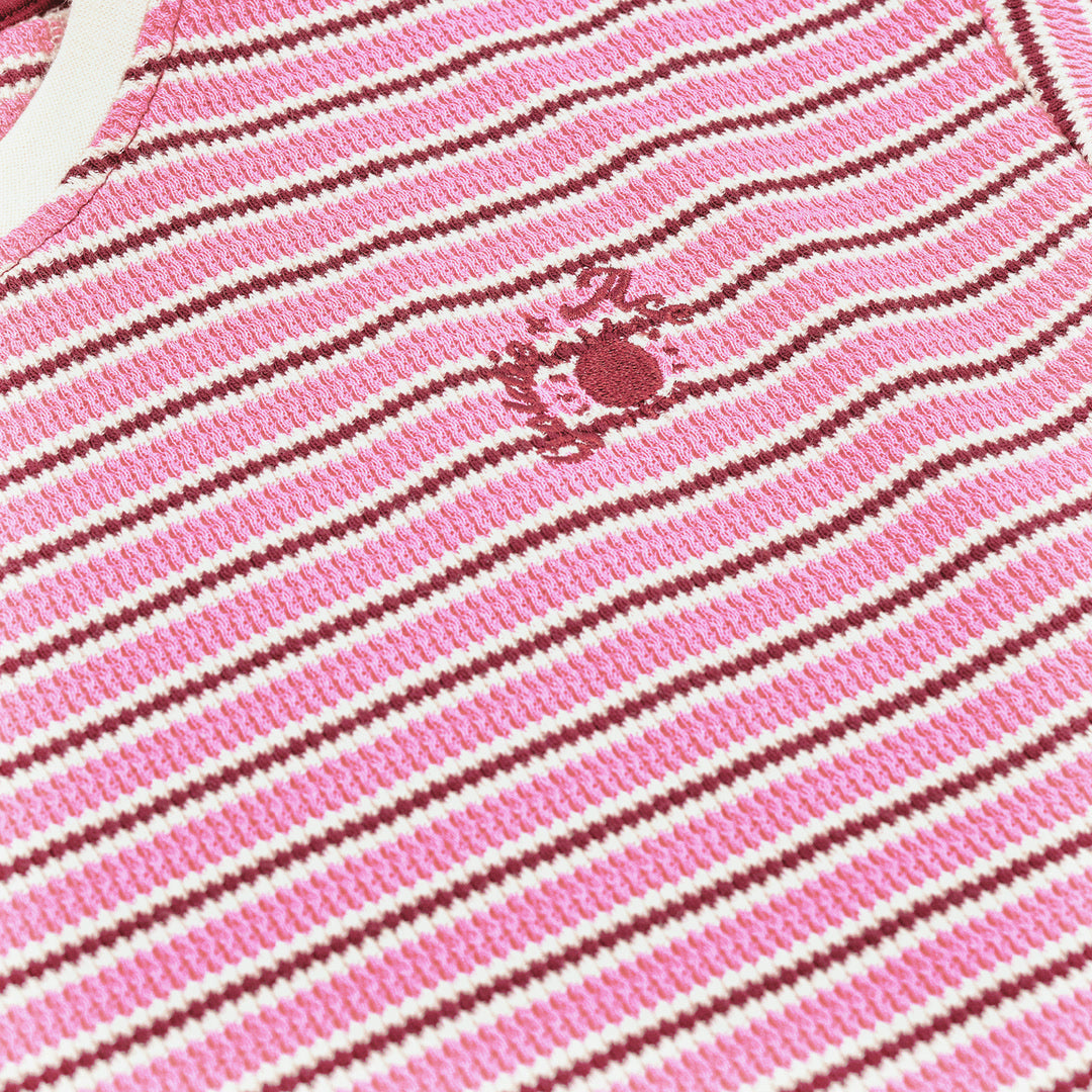 Waffle Stripe T-Shirt | Pink — product view