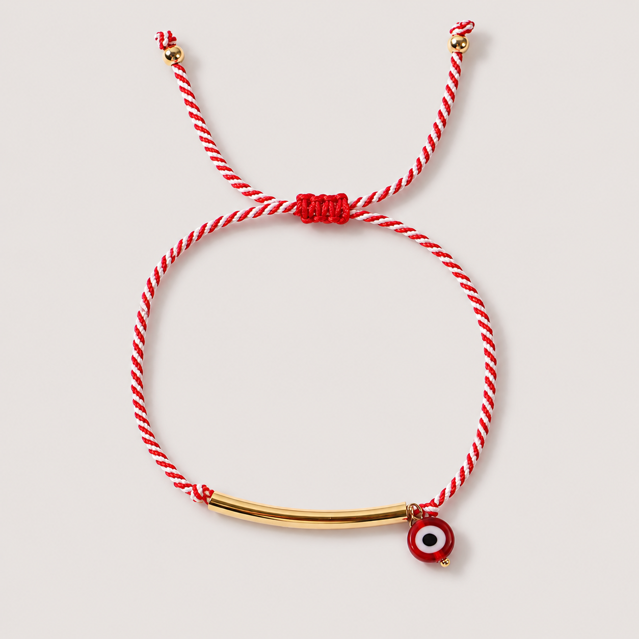 Guardian Thread Bracelet | Gold Tube & Red Evil Eye