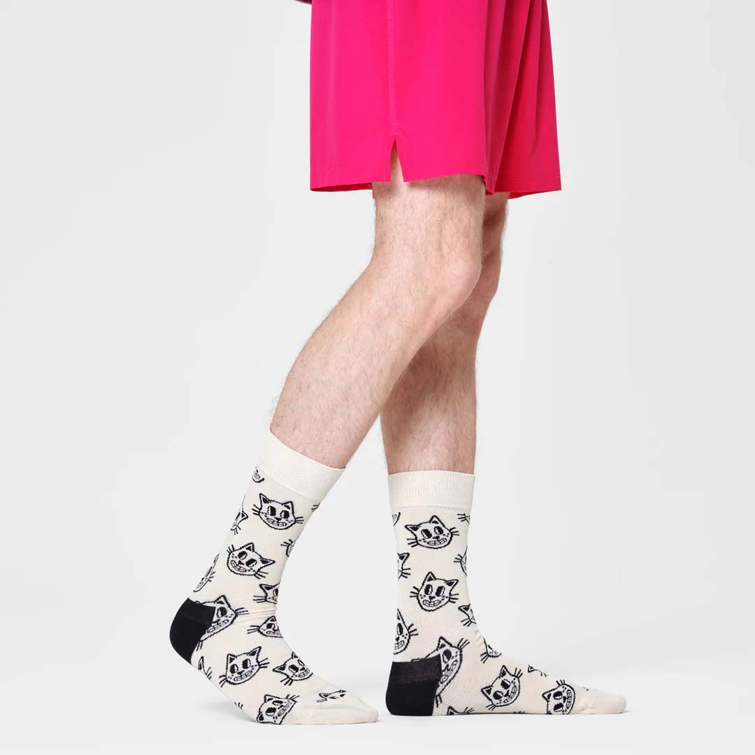 CAT SOCK | WHITE / BLACK