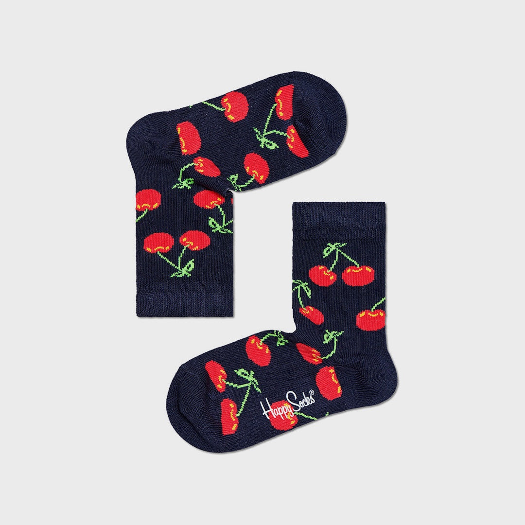 Kids Cherry Sock (6501) | Navy Red