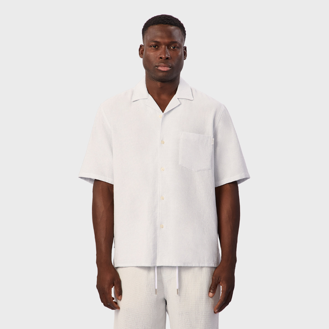 The Check Marbella S/S Shirt | Sky/Off White - supplier view 1