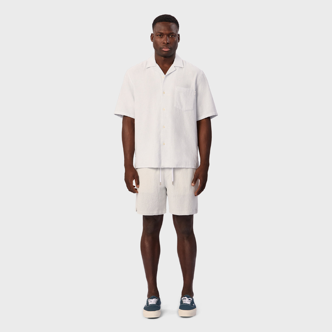 The Check Marbella S/S Shirt | Sky/Off White - supplier view 5