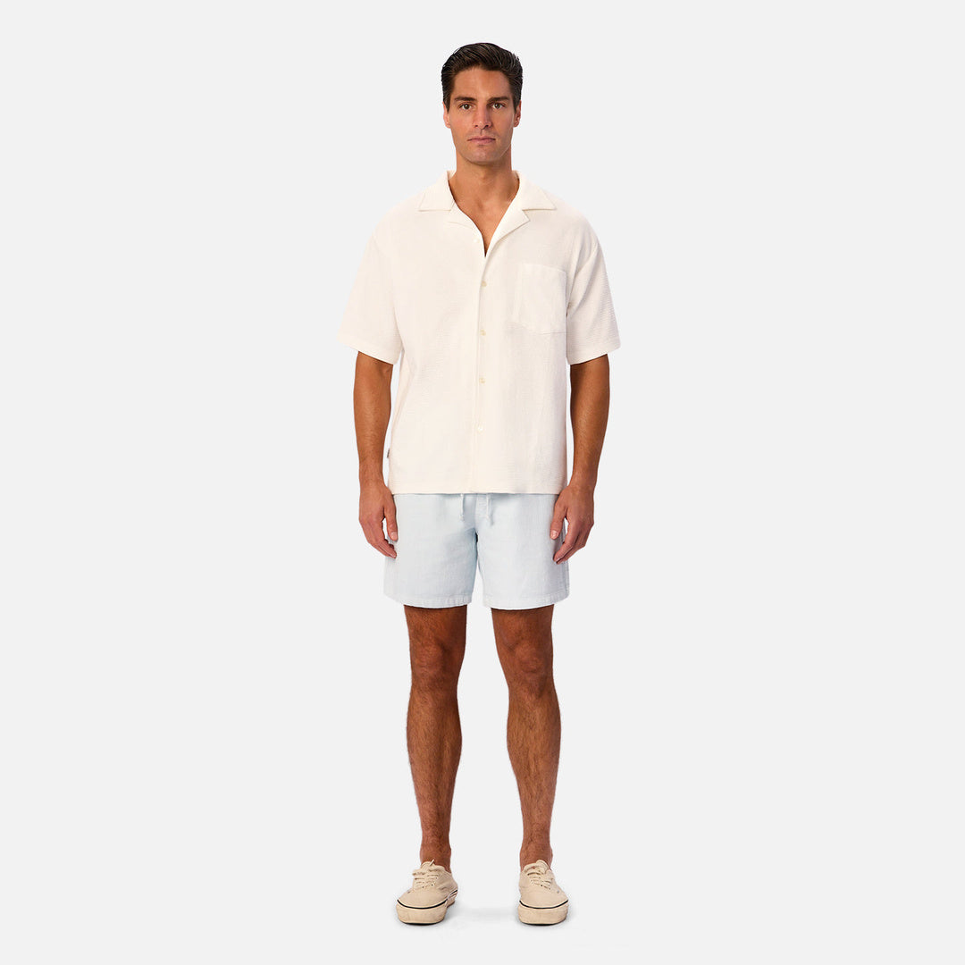 The Santiago Knitted Short Sleeve Shirt in Off White — official image 05