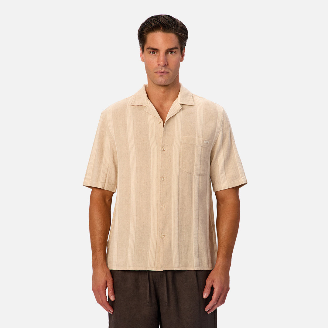 The Ardenza Short Sleeve Shirt in Wheat and Natural — official image 01