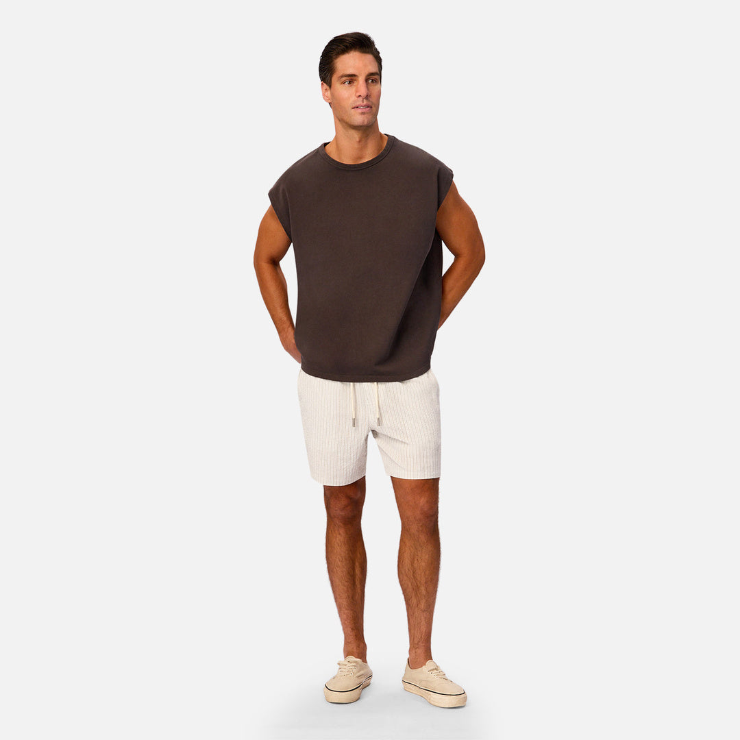 The Escala Swim Short in Beige Cream — official image 02