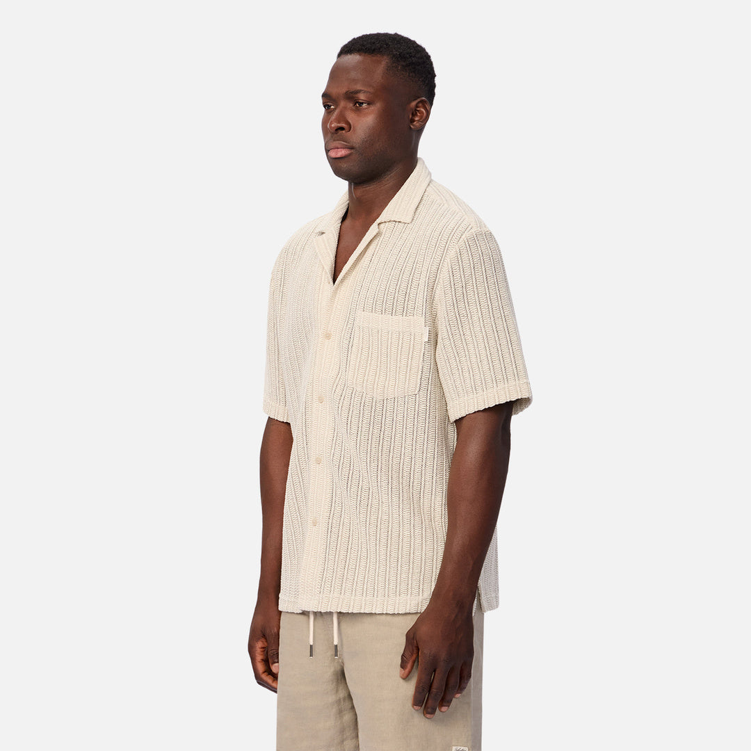 The Cordoba Short Sleeve Shirt in Cream and Sage — official image 03