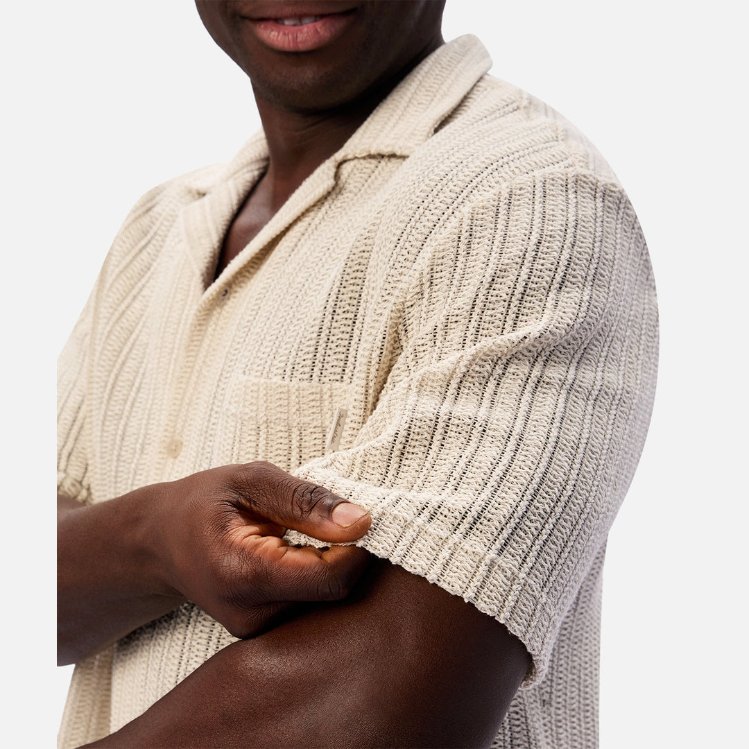 The Cordoba Short Sleeve Shirt in Cream and Sage — official image 07
