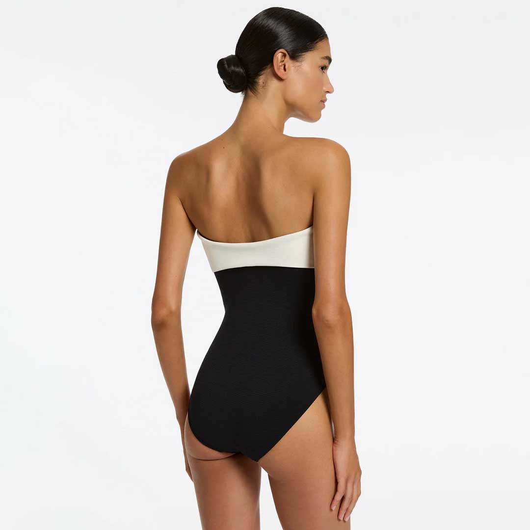Versa Rib Bandeau One Piece | Black Cream