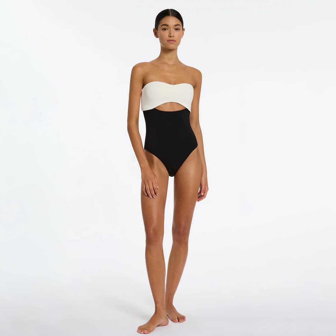 Versa Rib Bandeau One Piece | Black Cream